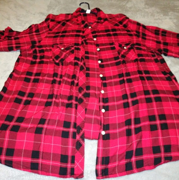 torrid Tops - Torrid Red and Black Flannel torrid Tops - Torrid Red and Black Flannel